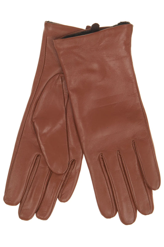 Basic leather gloves COGNAC