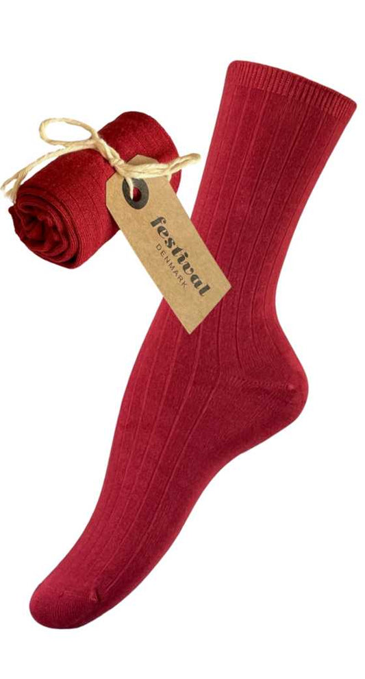 FESTIVAL bamboo sock colour shiny red one size