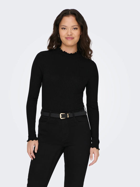 JDYFRANSISKA L/S HIGHNECK TOP BLACK