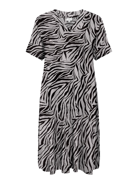 CARFYRLA LIFE S/S V-NCK BLK AOP DRESS