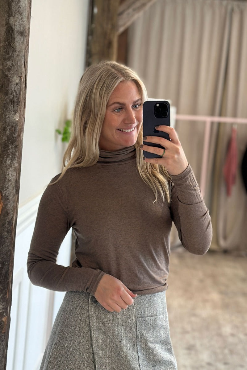 JDYSUMA WOOLBLEND L/S ROLLNECK TOP BROWN
