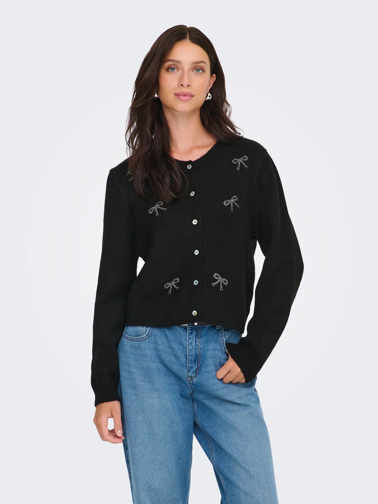 JDYFAYE L/S O-NECK BOW CARDIGAN KNT