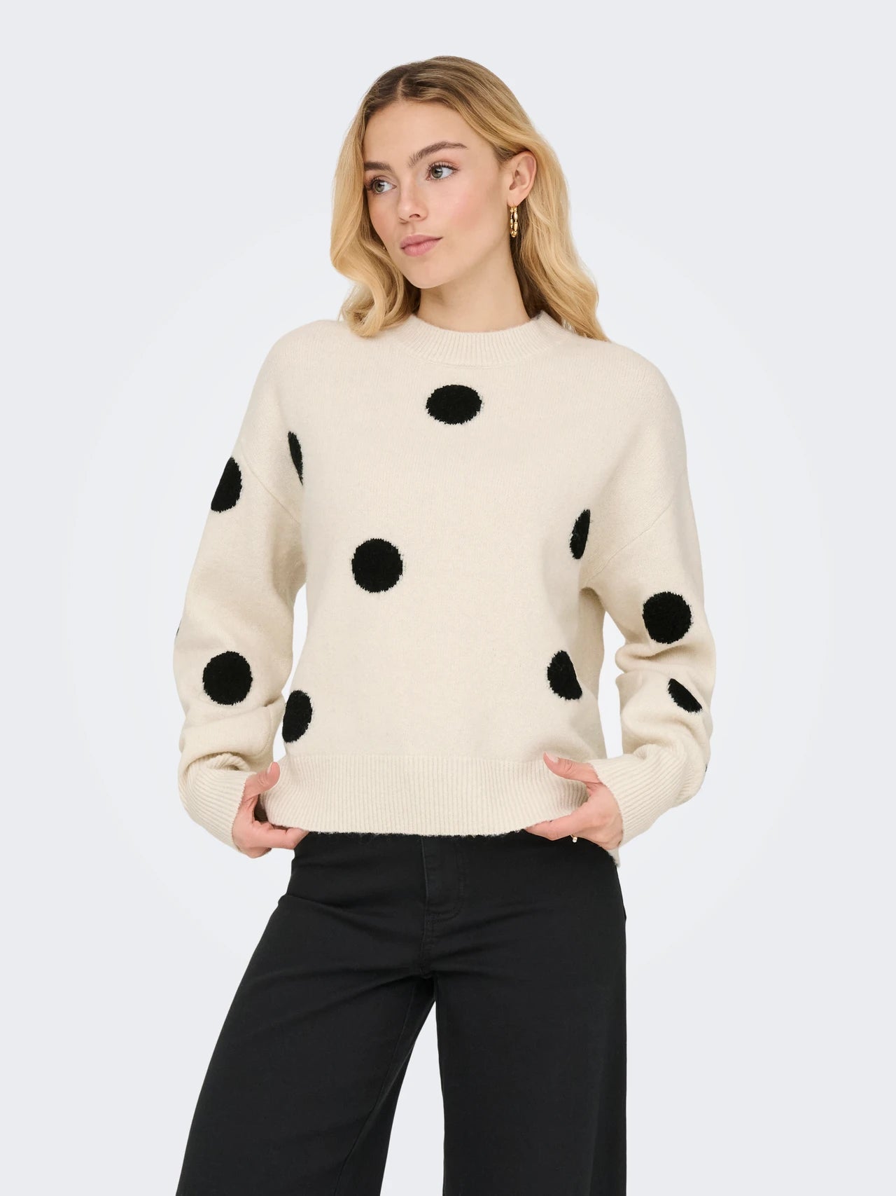 JDYMONICA LIFE L/S O-NECK DOT PULL KNT