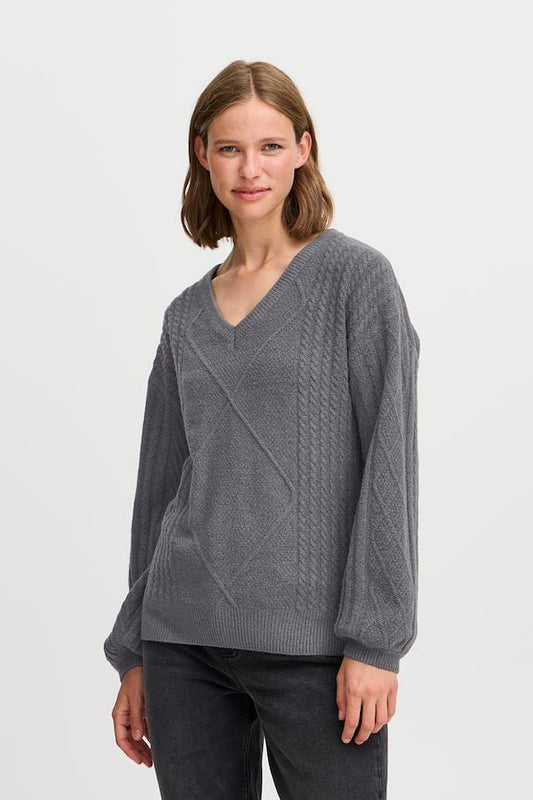 BYMEDI VNECK JUMPER GREY