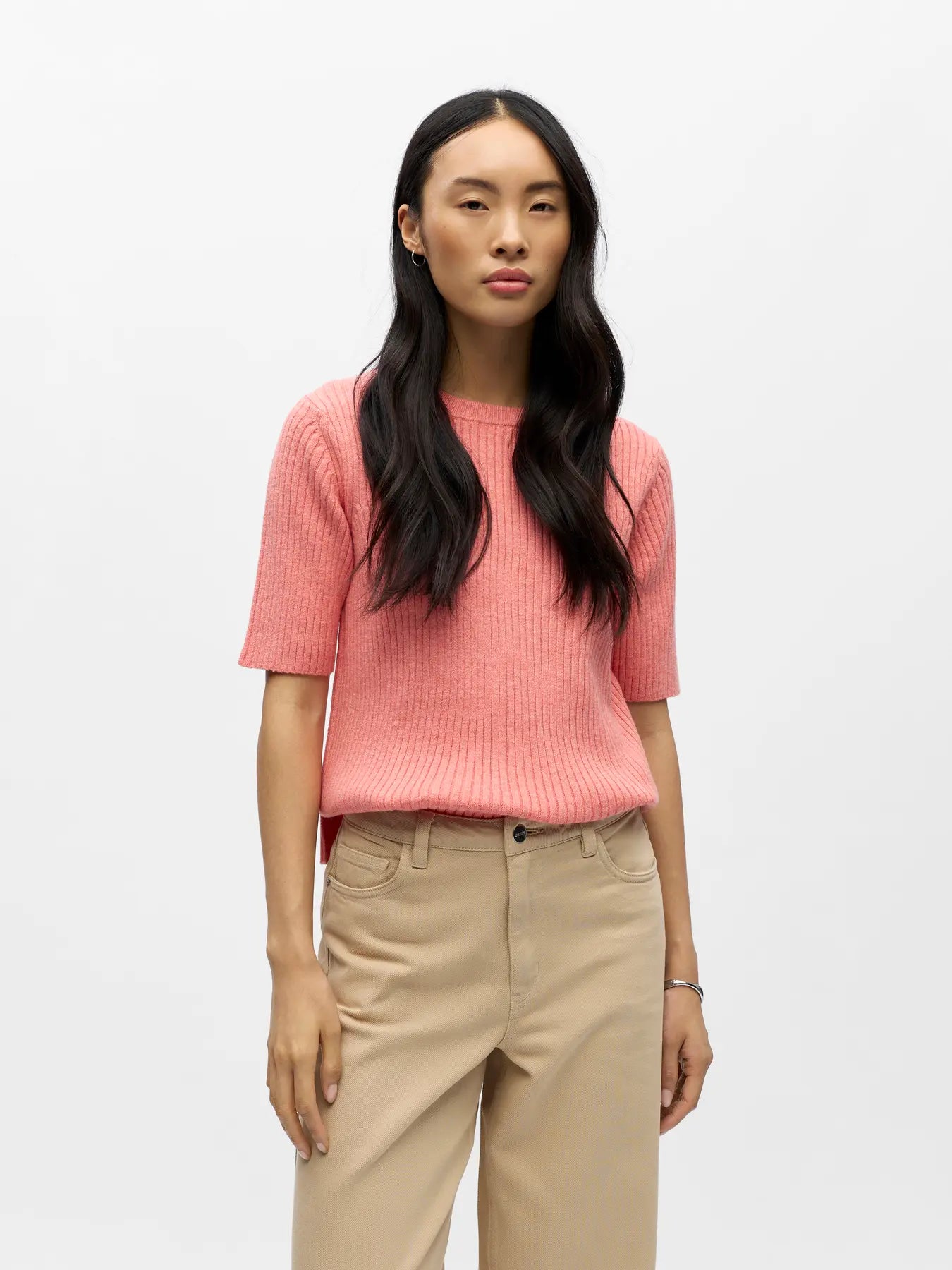 OBJELVA 2/4 RE O-NECK KNIT