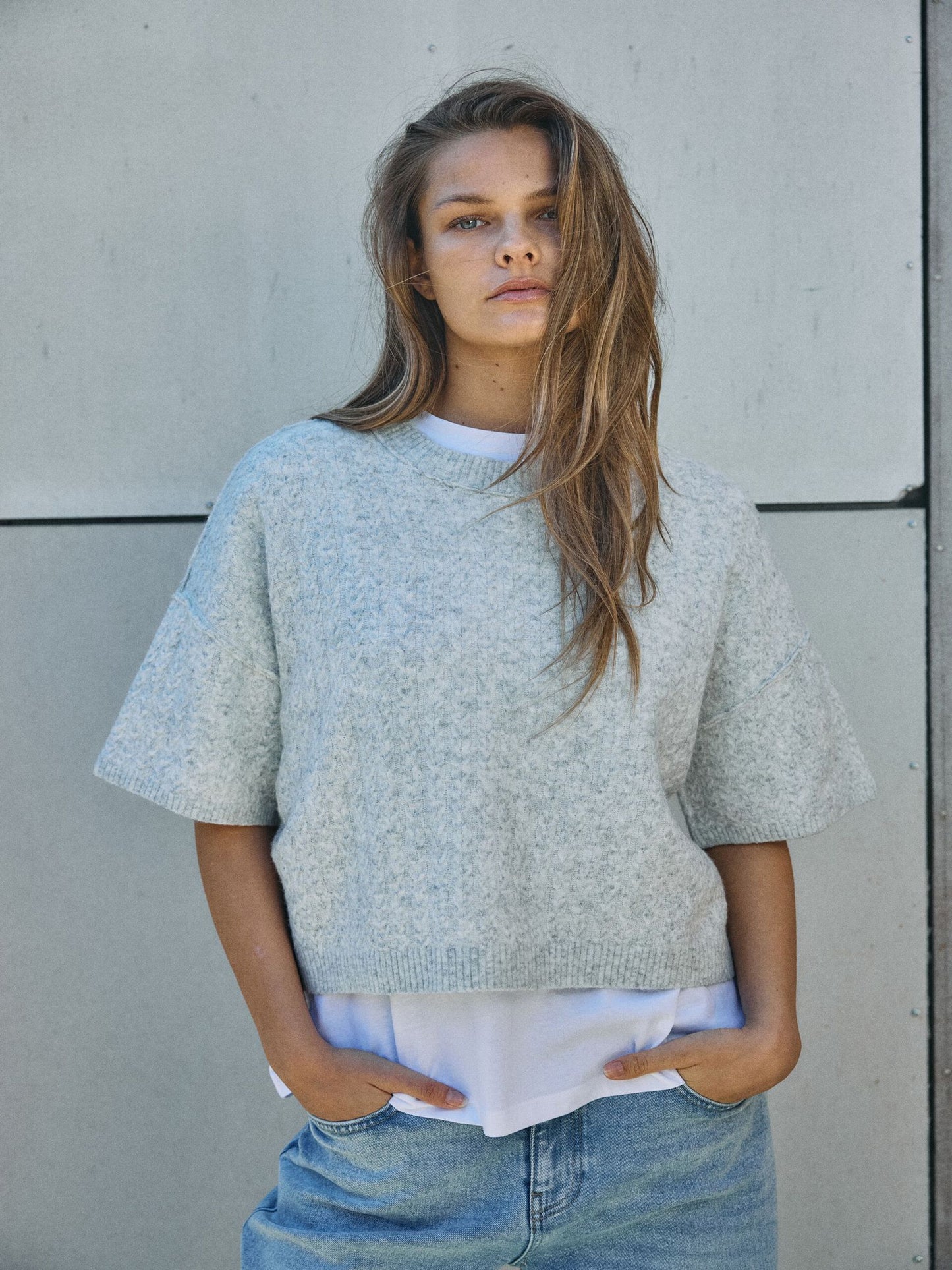 NMSMILLA S/S CABLE KNIT