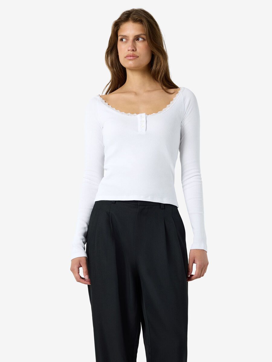 NMMAYA L/S LACE HENLEY TOP