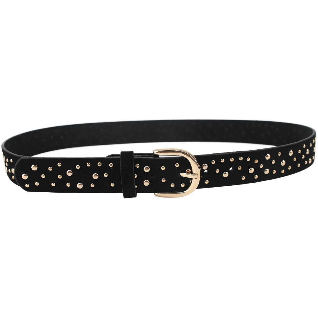 Suede Belt w Gold studs 3,50 cm wide