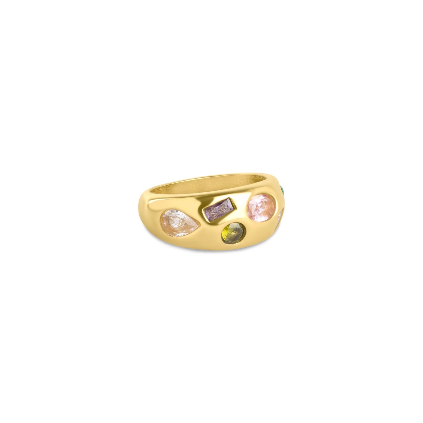 B a m b i - Crystal Dome Ring Stainless Steel - Gold