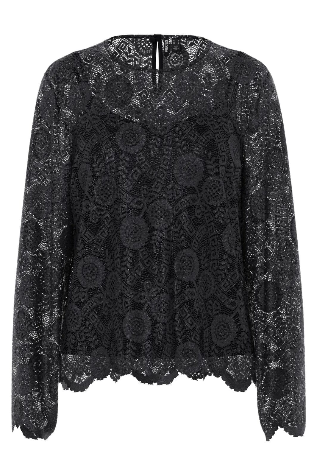 CARZENNA L/S LACE O-NECK TOP