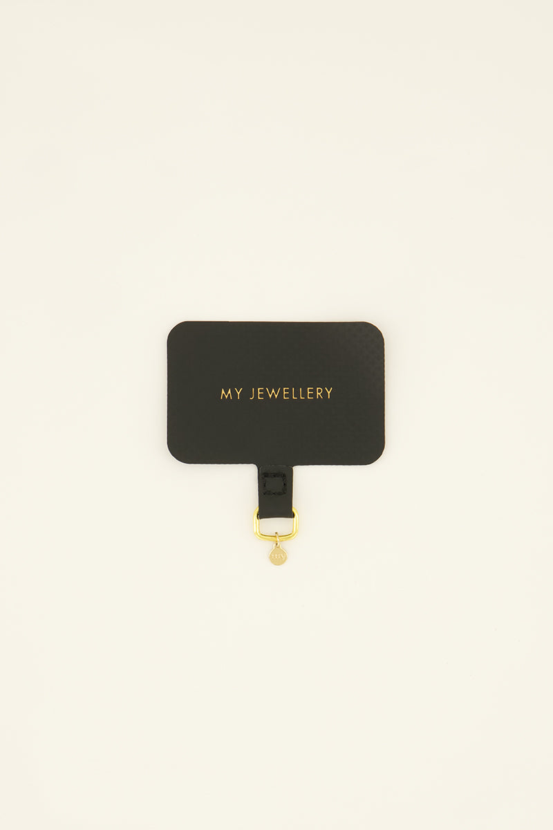 Black fixture for phone lanyard