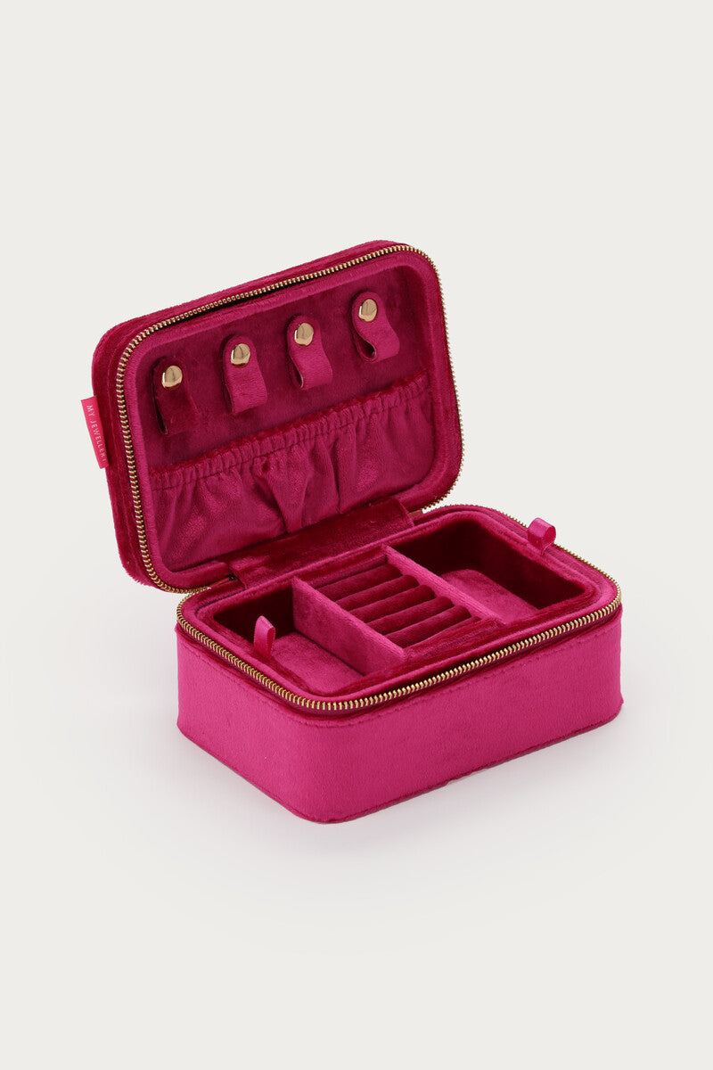 Vintage velvet fuchsia jewellery box