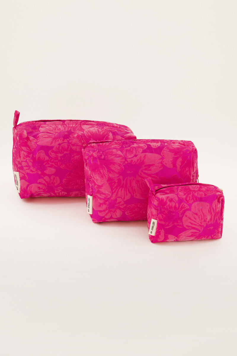 Toiletbag set pink jacquard