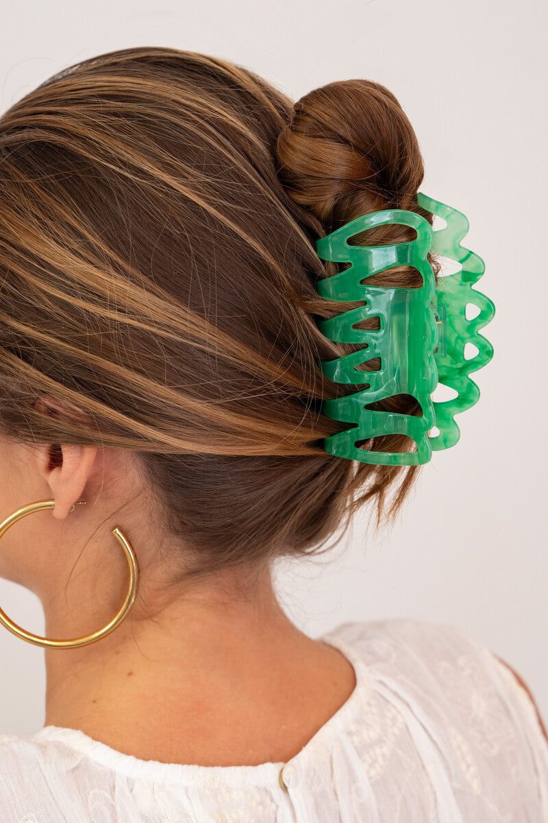 Hairclip green wokkel