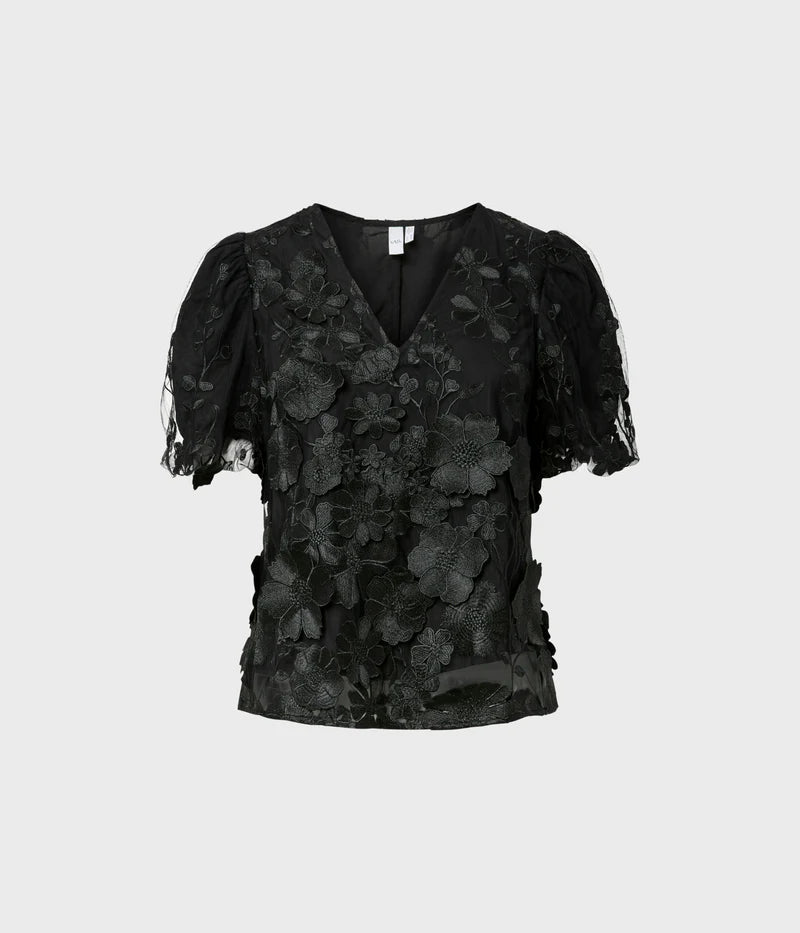 YASFLOWERING SS V-NECK TOP
