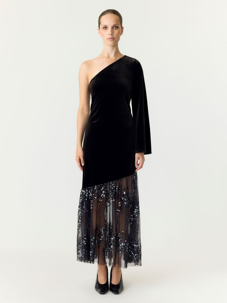YASTERA OS LONG VELVET DRESS