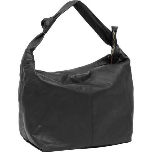 Soft Bucket Bag with Zipper BLACK
