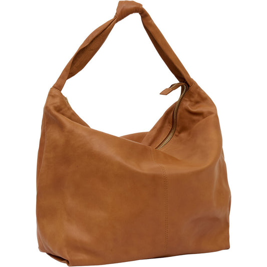 Soft Bucket Bag with Zipper COGNAC