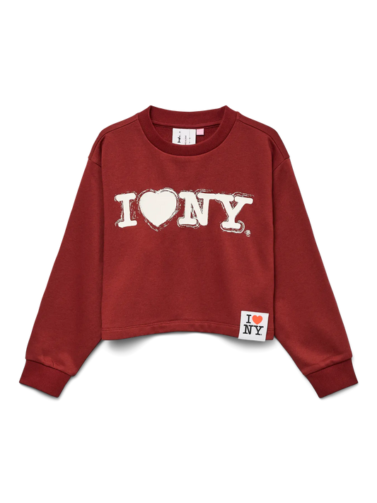 VMNEWYORK RED LS SHORT SWEAT JRS GIRL
