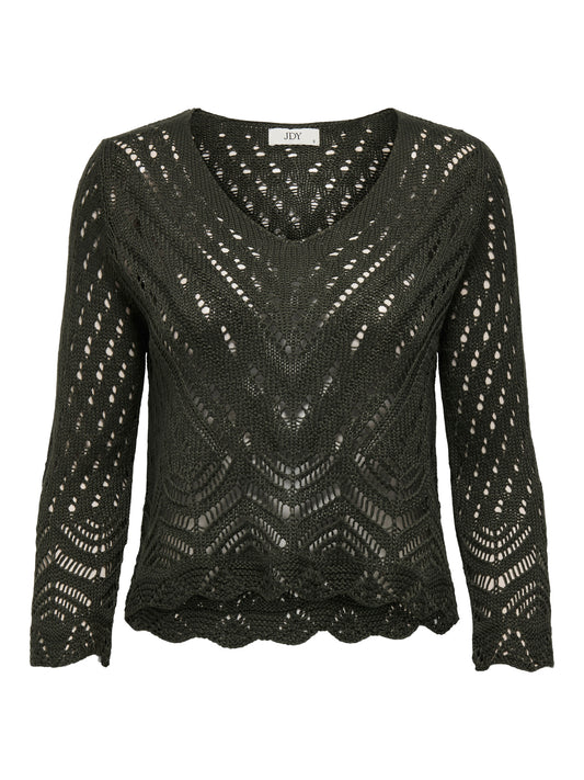 JDYNEW SUN 3/4 CROPPED PULLOVER KNT DARK GREEN
