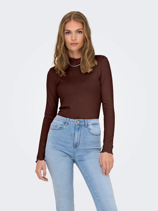 JDYFRANSISKA LIFE L/S HI-NCK TOP WINE