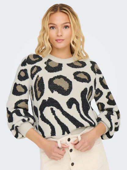 JDYLORRAINE ANIMAL L/S PULLOVER KNT