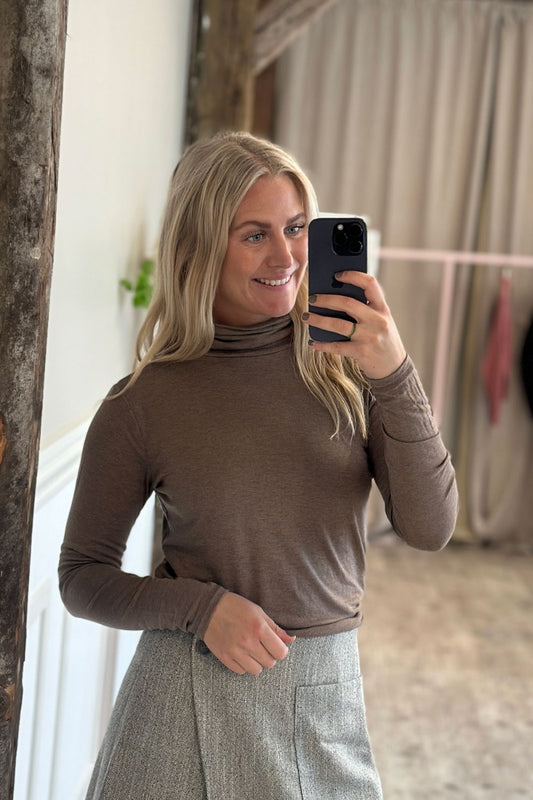 JDYSUMA WOOLBLEND L/S ROLLNECK TOP BROWN