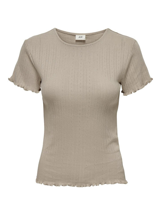 JDYSALSA LIFE S/S O NECK TOP BEIGE