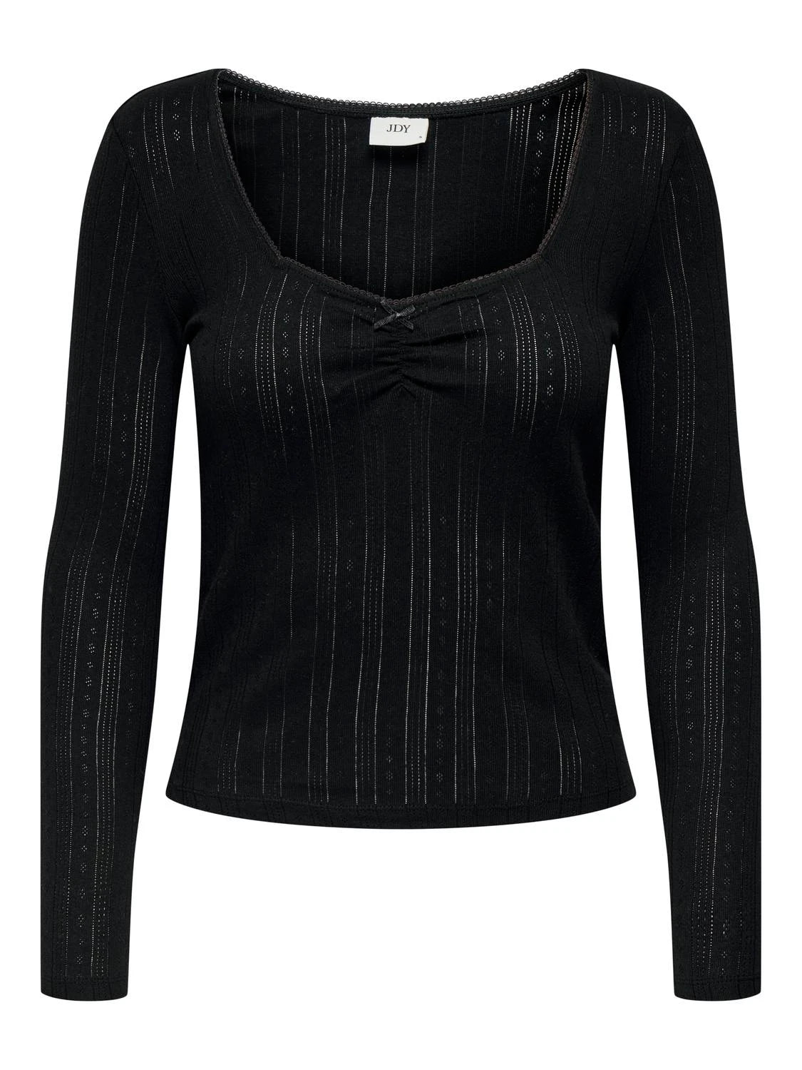 JDYSALSA LIFE L/S DETAILNECK TOP BLACK