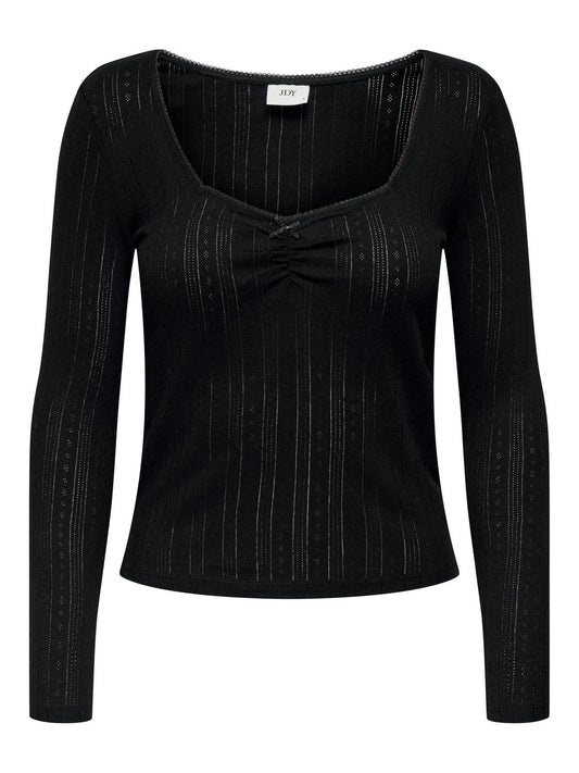 JDYSALSA LIFE L/S DETAILNECK TOP BLACK