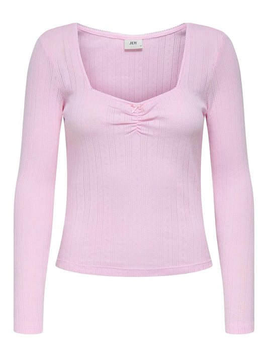JDYSALSA LIFE L/S DETAILNECK TOP PINK