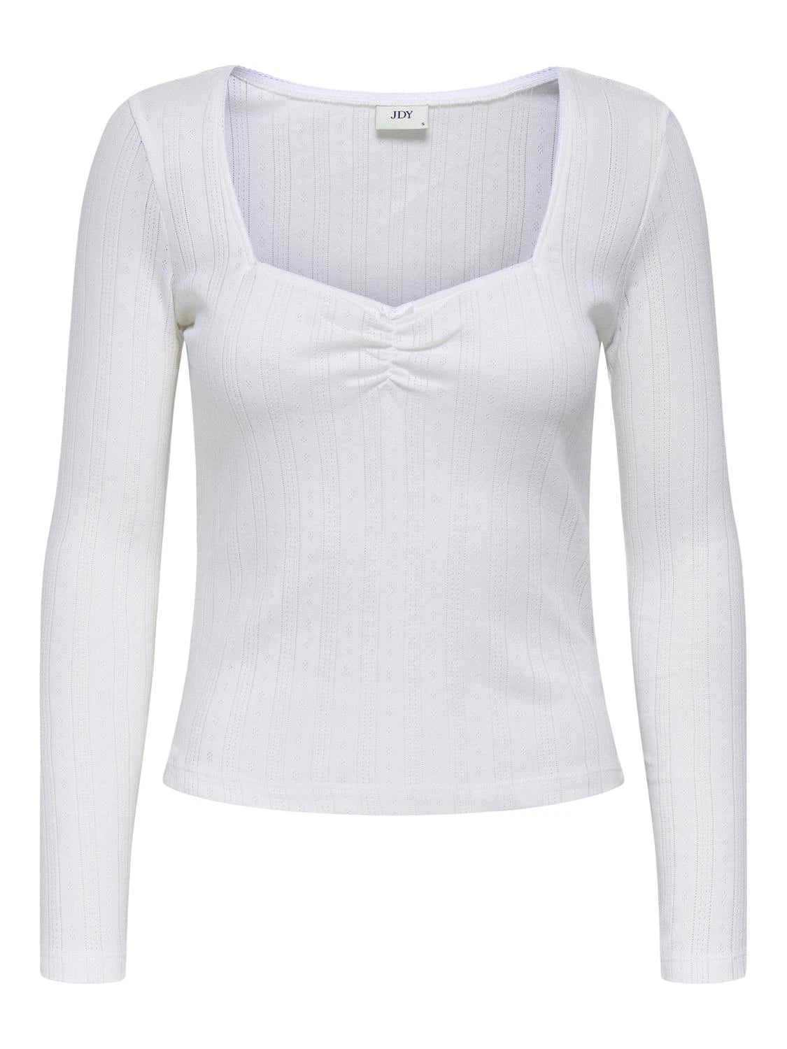 JDYSALSA LIFE L/S DETAILNECK TOP WHITE