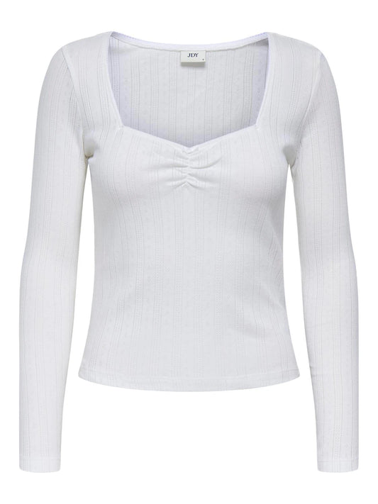 JDYSALSA LIFE L/S DETAILNECK TOP WHITE