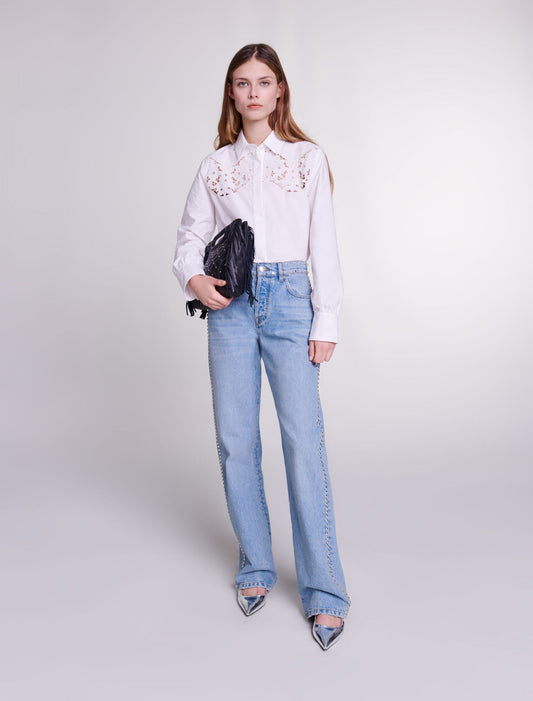JDYASPEN MW WIDE STUDDED JEANS