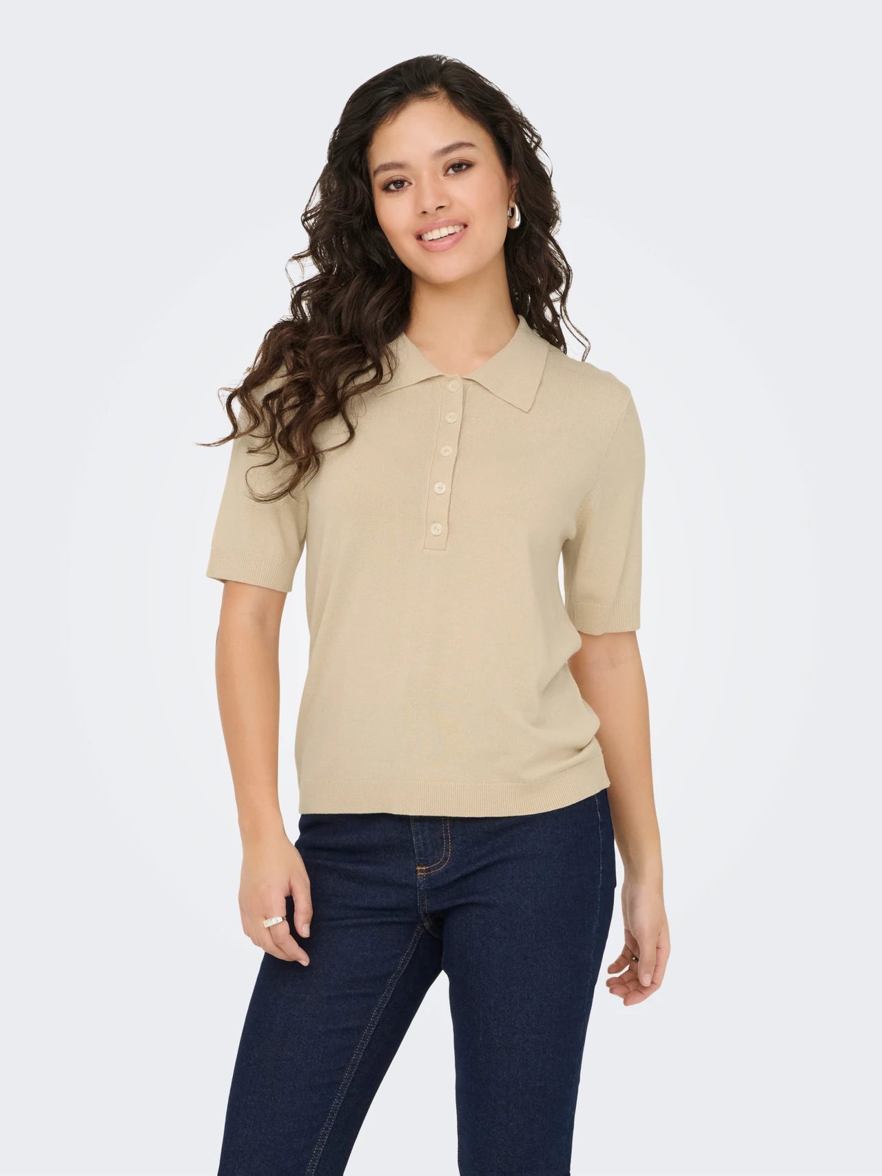 JDYBASICA S/S POLO PULLOVER KNT