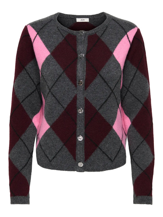 JDYRUE LIFE L/S CHECK CARDIGAN KNT
