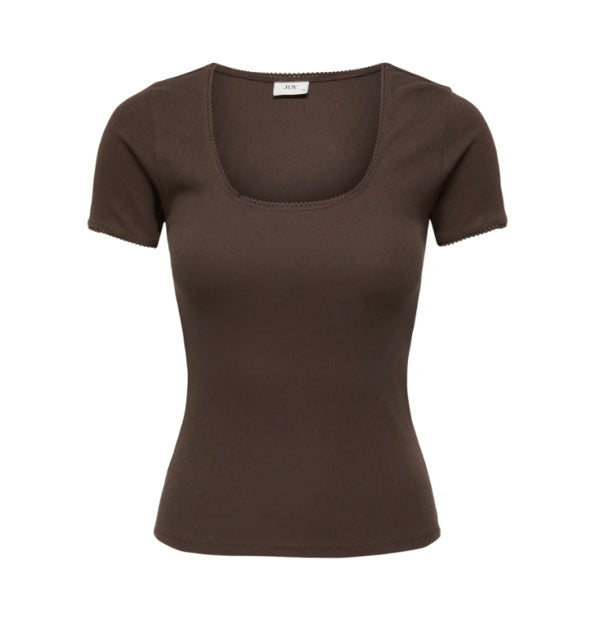 JDYLUCKY S/S O NECK DETAIL TOP