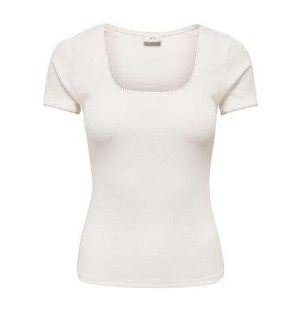 JDYLUCKY S/S O NECK DETAIL TOP