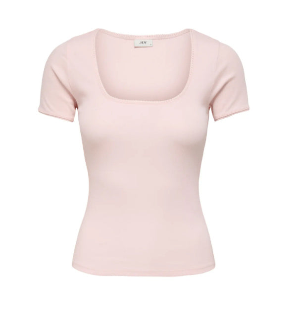JDYLUCKY S/S O NECK DETAIL TOP