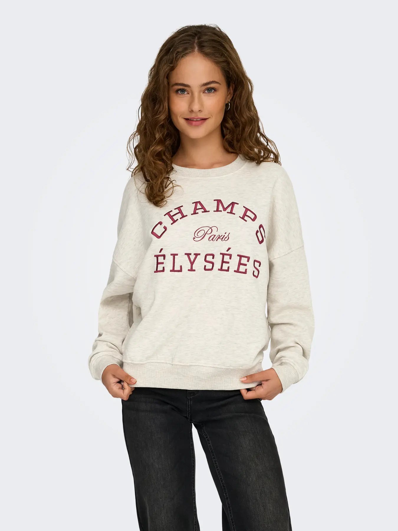 JDYMESA L/S O-NECK EMB SWEAT