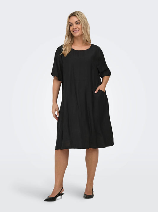 CARJOANNA 2/4 O-NECK BLK DRESS