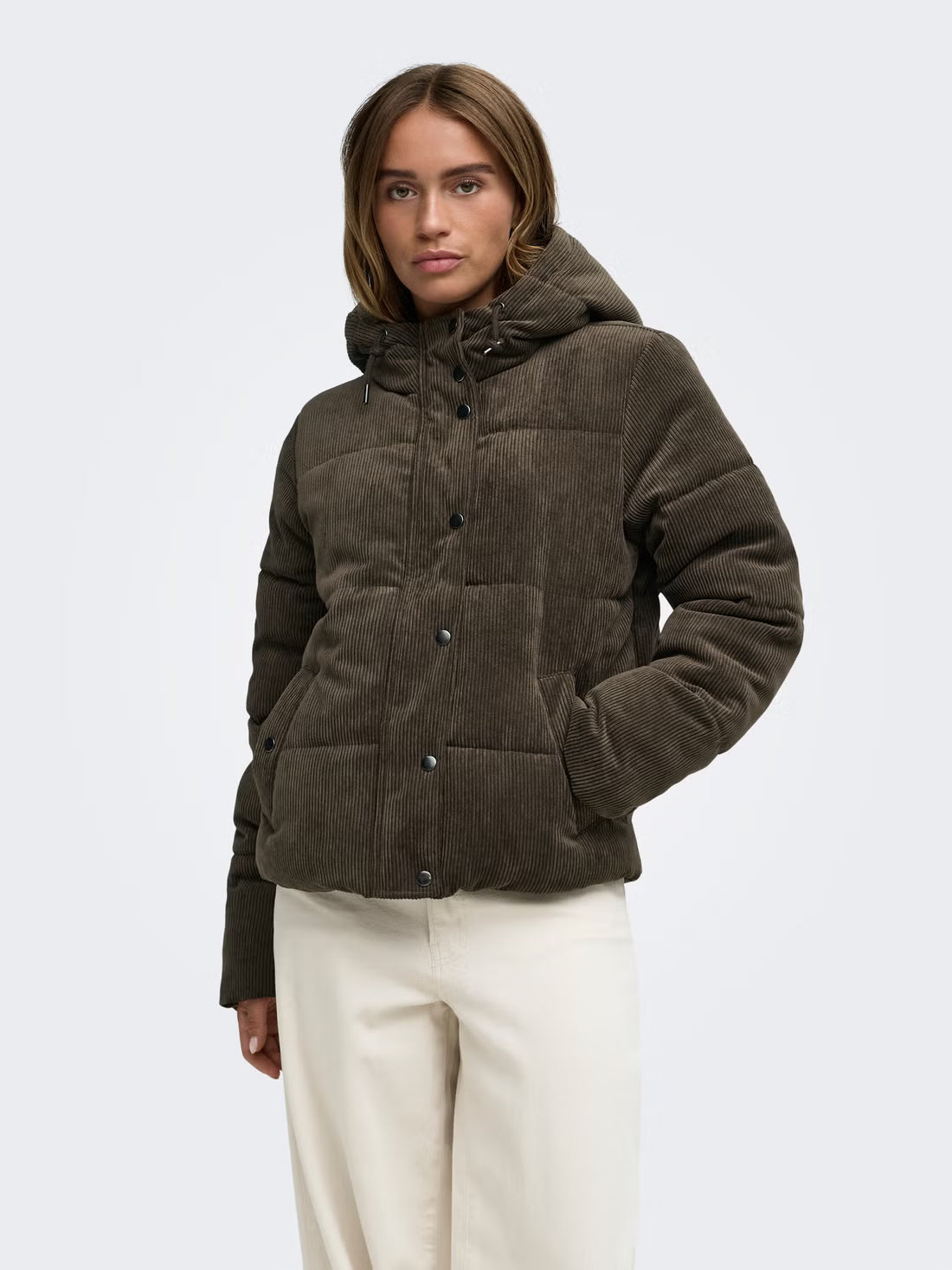 JDYVITA CORD SHORT HOOD PUFFER