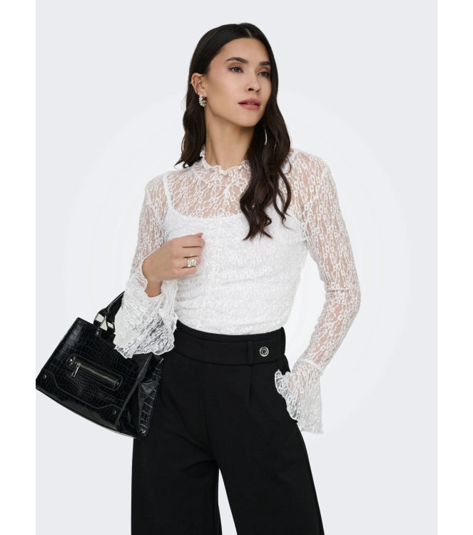 JDYLALA L/S HIGH NECK LACE TOP
