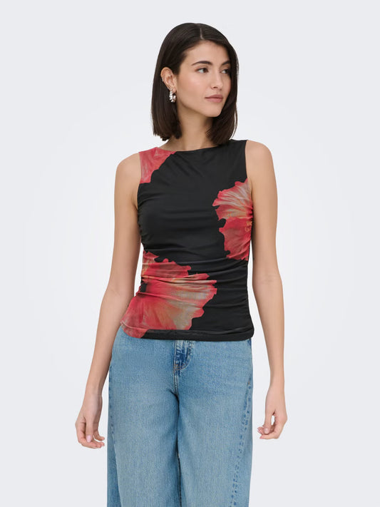 JDYLEA S/L MESH ROUCHING TOP