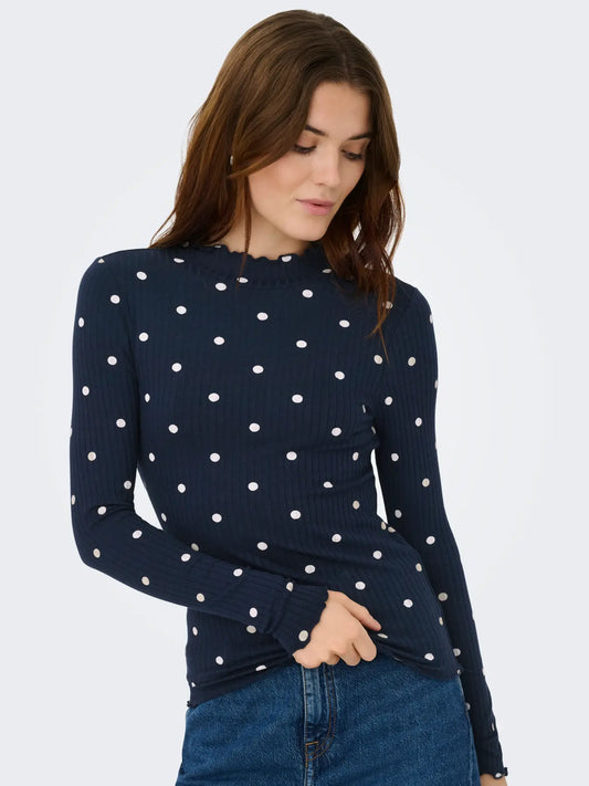 JDYFRANSISKA LIFE L/S HI-NCK AOP TOP