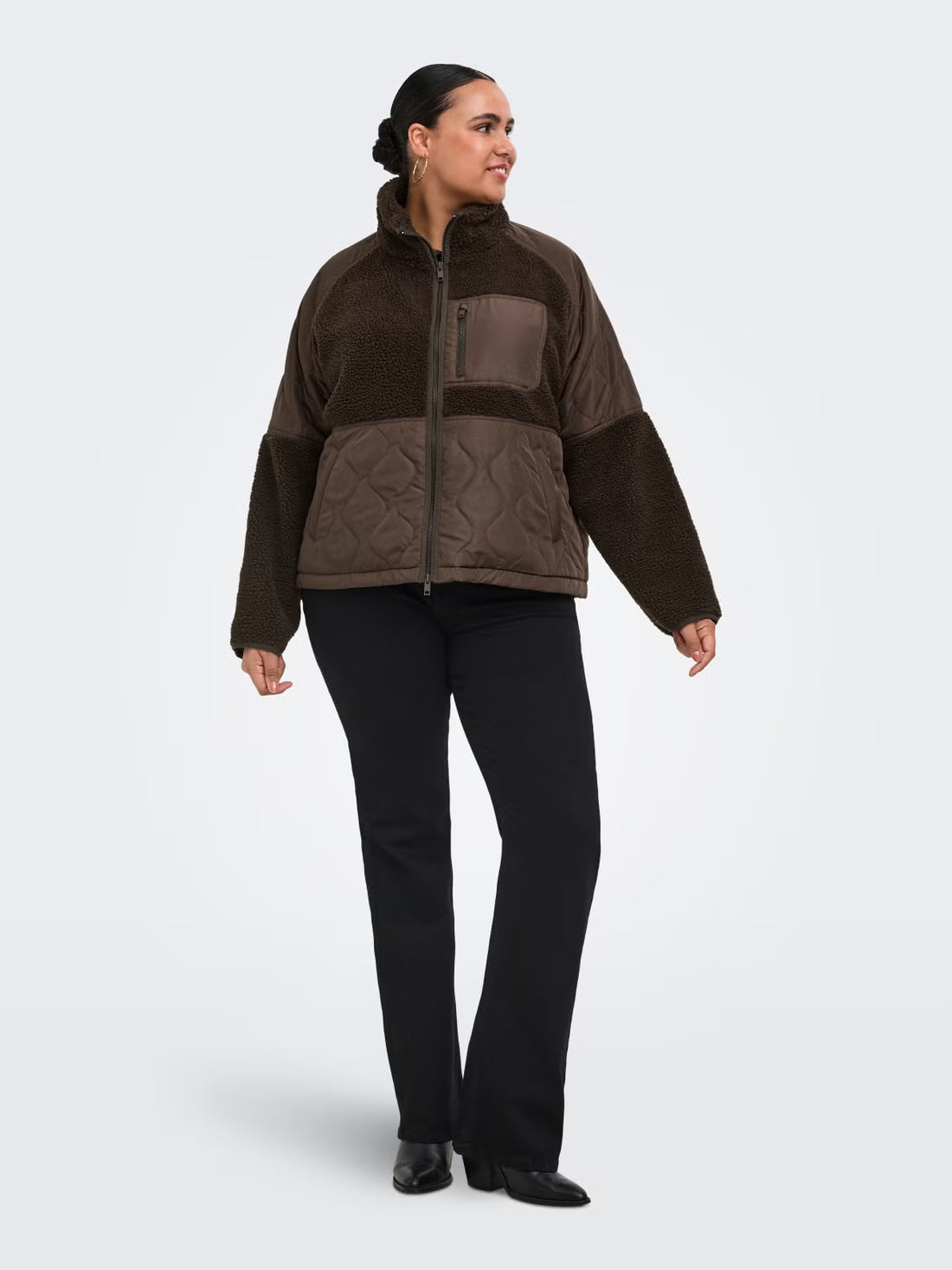 CAROHIO QUILT MIX FLEECE SHORT JACKT