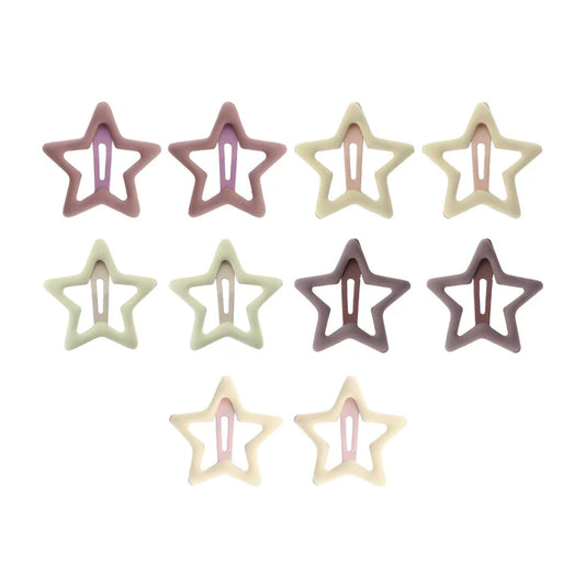 SNAP HÅRSPÆNDE - STJERNE BRUN MIX(10 PAK)