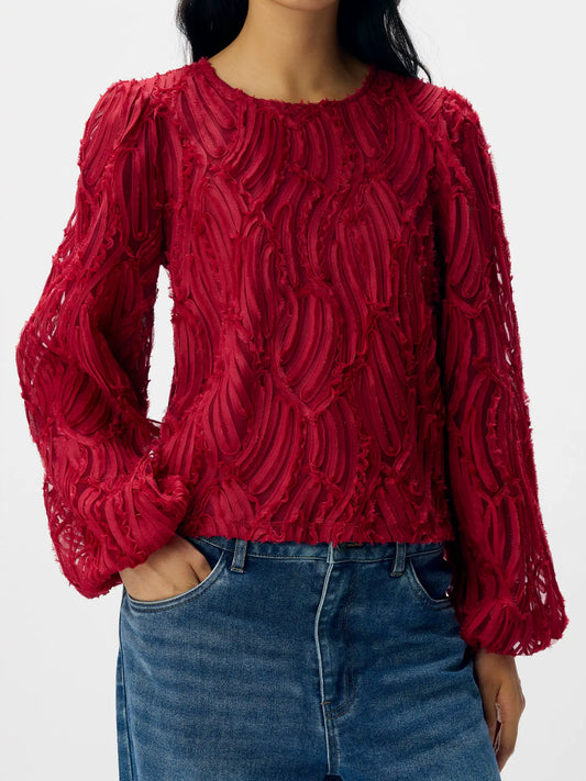 OBJLUCIE L/S RE O-NECK TOP