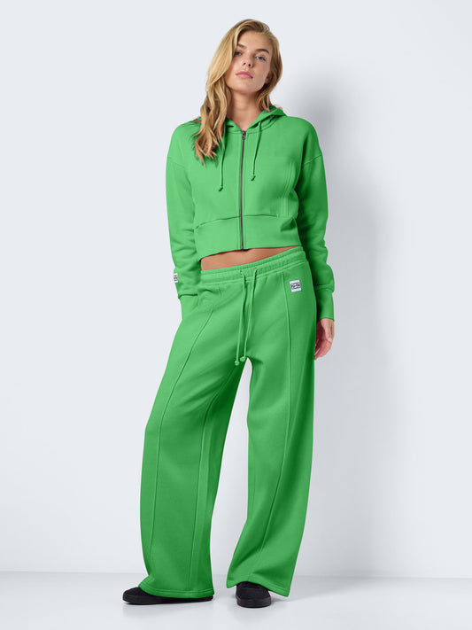 NMARYA L/S ZIP HOODIE GREEN