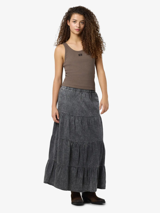 NMOREGON NW DENIM ACID MAXI SKIRT